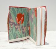 Handmade Cherry Red Leather Bound Journal Touring Diary Tulip Serigraph Art Notebook 1 small