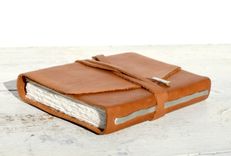 Handmade Leather Bound Journal Pewter Travel Diary Watercolor Art Notebook 3 small