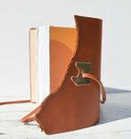Red Leather Bound Handmade Journal Copper Chevron Poetry Travel Diary Silkscreen Art Book (186) 5 small