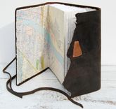 Leather Bound Handmade Travel Journal With Vintage Maps 4 small