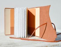 Red Leather Bound Handmade Journal Copper Chevron Poetry Travel Diary Silkscreen Art Book (186) 1 small
