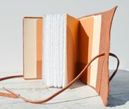 Red Leather Bound Handmade Journal Copper Chevron Poetry Travel Diary Silkscreen Art Book (186) 4 small