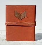 Red Leather Bound Handmade Journal Copper Chevron Poetry Travel Diary Silkscreen Art Book (186) 6 small