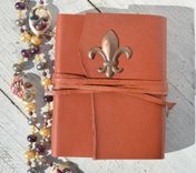Handmade Red Leather Bound Journal New Orleans Travel Diary Fleur De Lis Vintage Map Art Notebook 2 small