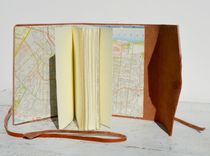 Handmade Red Leather Bound Journal New Orleans Travel Diary Fleur De Lis Vintage Map Art Notebook 4 small