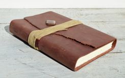 Leather Bound Journal Rose Travel Diary Handmade Silkscreen Brass Art Notebook 1 small