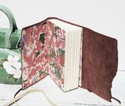 Leather Bound Journal Rose Travel Diary Handmade Silkscreen Brass Art Notebook 4 small