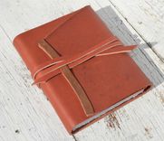 Handmade Red Leather Bound Journal Travel Diary Copper Watercolor Art Notebook 3 small