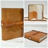 Leather Bound Handmade Journal Western Travel Diary Silkscreen Art Notebook 5 small