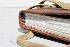 Leather Bound Journal Handmade Travel Adventure Diary Silkscreen Art Notebook 2 small