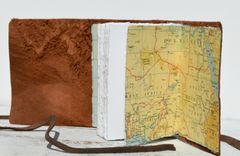 Handmade Ostrich Hide Bound Journal African Safari Pocket Travel Diary Vintage Map Art Book 1 small