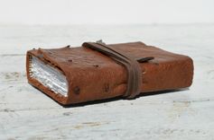 Handmade Ostrich Hide Bound Journal African Safari Pocket Travel Diary Vintage Map Art Book 5 small