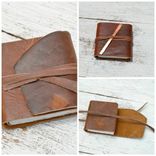 Handmade Leather Bound Pocket Notebook Mini Travel Diary Art Sketch Book 4 small