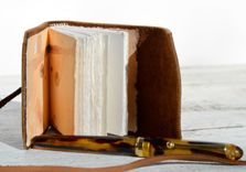 Handmade Leather Bound Journal Mini Brass Diary Pocket Watercolor Art Notebook 1 small