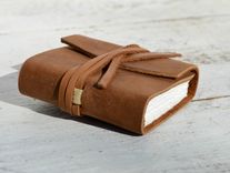 Handmade Leather Bound Journal Mini Brass Diary Pocket Watercolor Art Notebook 2 small