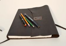 Large Brown Leather Bound Journal Ledger Custom–Made-To Order Planner 1 small