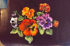 Vintage Chair Painted With Pansies 6 small