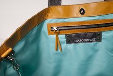 Leather Tote Bag - Fully Lined: Golden Yellow With Black Contrast 2 small