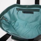 Leather Tote Bag - Fully Lined: Turquoise Blue And Black 2 small