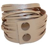 Leather Wrap Bracelet: Charcoal Grey With Antique Brass Snaps 2 small