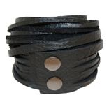Leather Wrap Bracelet: Charcoal Grey With Antique Brass Snaps 3 small