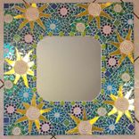 Mosaic Mirror Aqua Large Handmade Stained Glass 1 small