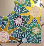 Mosaic Mirror Aqua Large Handmade Stained Glass 3 small