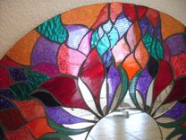 Mosaic Mirror Red Round Handmade Glitter Glass 5 small