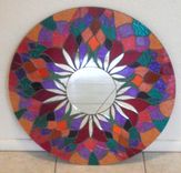 Mosaic Mirror Red Round Handmade Glitter Glass 2 small
