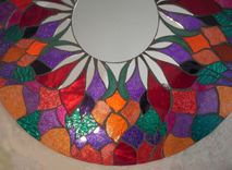 Mosaic Mirror Red Round Handmade Glitter Glass 3 small