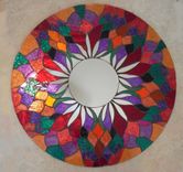 Mosaic Mirror Red Round Handmade Glitter Glass 1 small