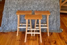 Asian Stool In Walnut & White Oak 2 small