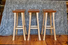 Asian Stool In Walnut & White Oak 3 small