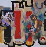 Mixed Media Abstract Paintings On Canvas Using Oils, Abstracts, Photos, Graphite, Sharpie Pens 1 small