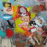 Mixed Media Abstract Paintings On Canvas Using Oils, Abstracts, Photos, Graphite, Sharpie Pens 5 small