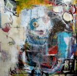 Mixed Media Abstract Paintings On Canvas Using Oils, Abstracts, Photos, Graphite, Sharpie Pens 8 small