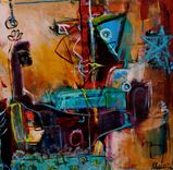 Abstract Oil And Enamal Paintings On Canvas 4 small