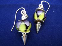 Violet Aura Lampwork Glass Earrings 1 small