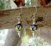 Violet Aura Lampwork Glass Earrings 2 small