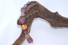 Purple Passion Square Lampwork Beads 2 small