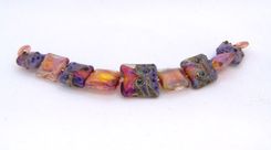 Purple Passion Square Lampwork Beads 4 small