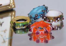 Graceful Lampwork Big Hole Glass Rings In Many Colors (4) 1 small