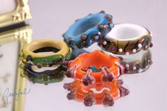 Graceful Lampwork Big Hole Glass Rings In Many Colors (4) 2 small