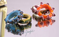 Graceful Lampwork Big Hole Glass Rings In Many Colors (4) 3 small