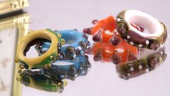 Graceful Lampwork Big Hole Glass Rings In Many Colors (4) 4 small