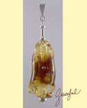 Graceful Transparent Golden Sculptural Lampwork Glass Pendant 1 small