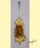 Graceful Transparent Golden Sculptural Lampwork Glass Pendant 2 small