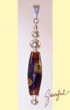Graceful Transparent Dark Red Amber With Silvered Millifiori Lampwork Glass Bead Pendant 1 small