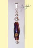 Graceful Transparent Dark Red Amber With Silvered Millifiori Lampwork Glass Bead Pendant 2 small