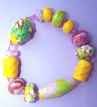 Graceful Floral Yellow Lampwork Bead 1 small